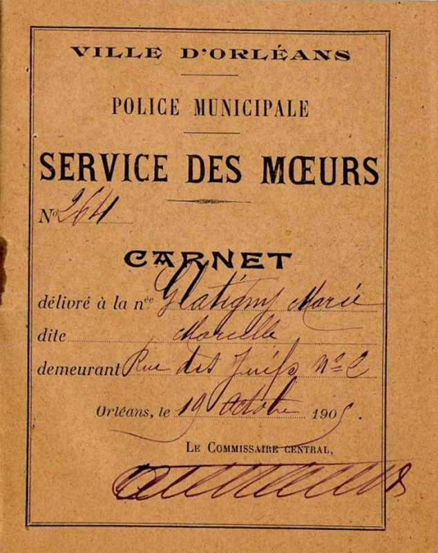 Carnet de prostituée de la nommée Glatigny (AMO, 101S7)