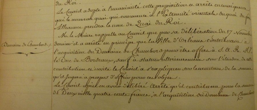 La ville d'Orléans propriétaire du château de Chambord !