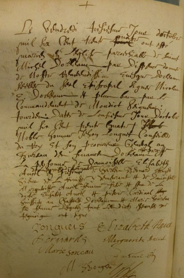 Acte de mariage d'Elizabeth Ancel (AMO, GG954)