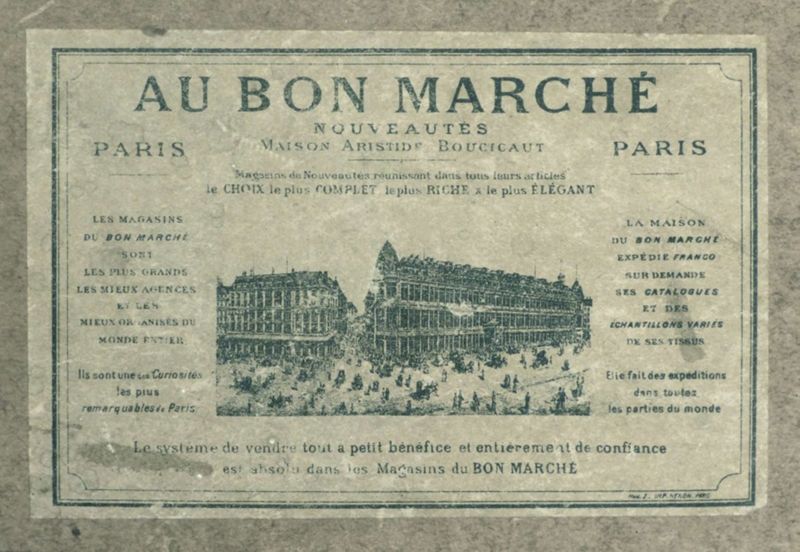 Etiquette, "Au bon marché, nouveautés, Paris". (AMO, 32S19)