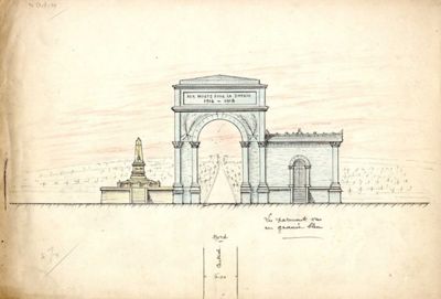 Projet de monument aux morts de la Grande Guerre, octobre 1919. (AMO, 8M28)