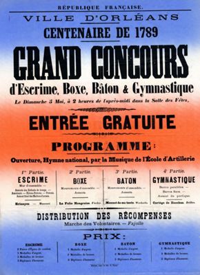 Centenaire de 1789. Grand concours d'escrime, boxe, bâton & gymnastique (AMO, 1470)