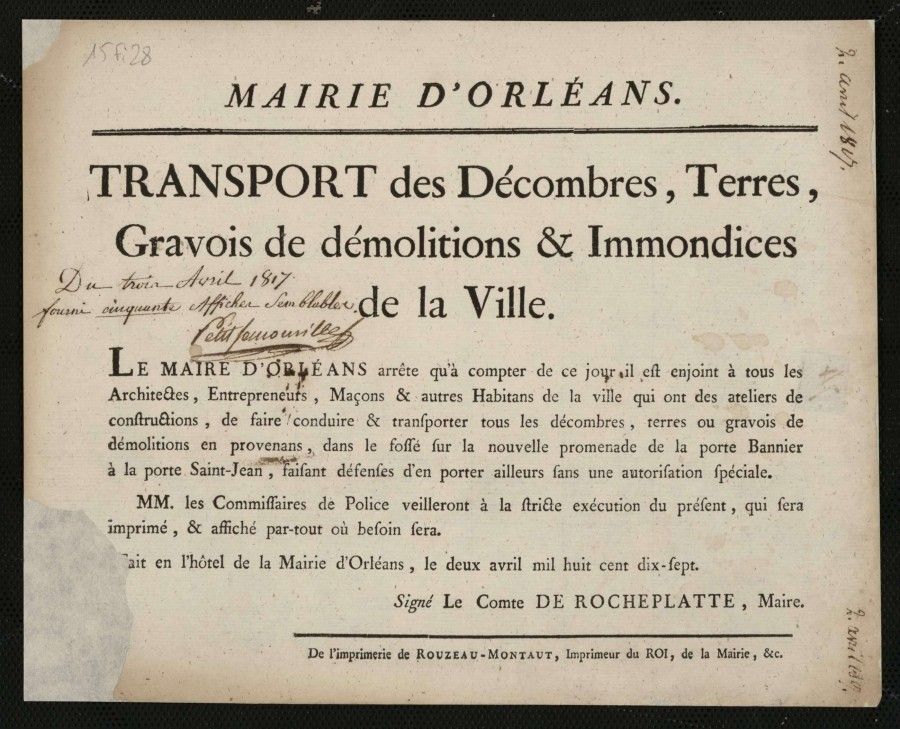 Affiche après restauration : doublage au papier japon et mise à plat (AMO, 15Fi28)