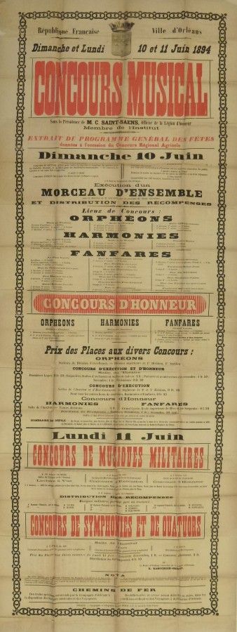 Concours musical. Dimanche et lundi 10 et 11 juin 1894. (AMO, 15Fi1741)