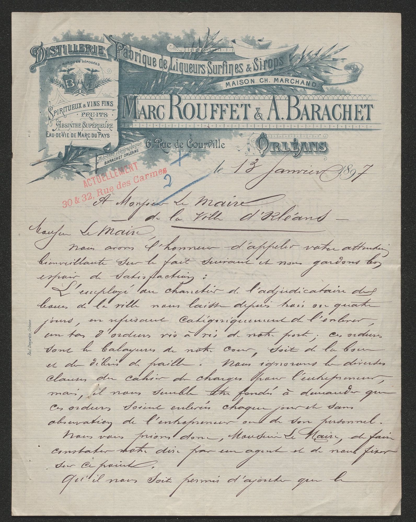 Réclamation. 1897. AMO 1J1003.