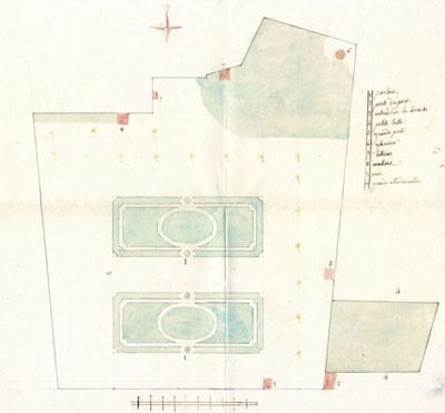 Plan du Jardin de la Ville avant l'établissement de celui de botanique, 1781. AMO, DD suppl.4