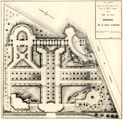 Roseraie de la ville d'Orléans. Plan. 1958. AMO, O4231