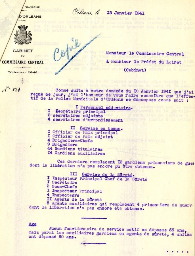 Effectif de la police municipale d'Orléans