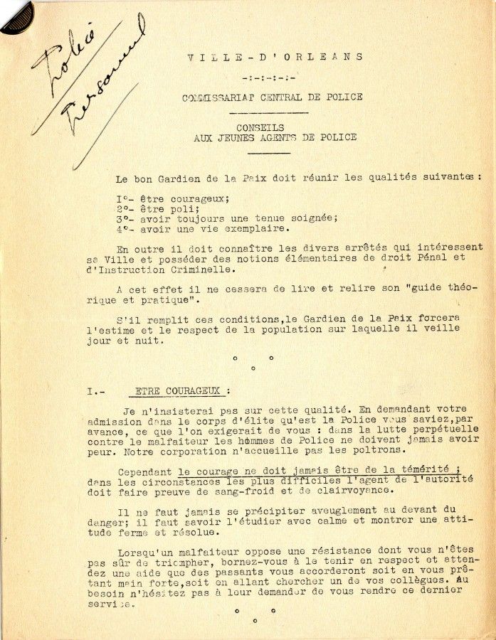 Conseils aux jeunes agents de police