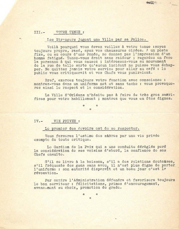 Conseils aux jeunes agents de police