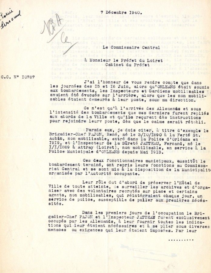 Rapport sur les journées du 15 et 16 juin 1940