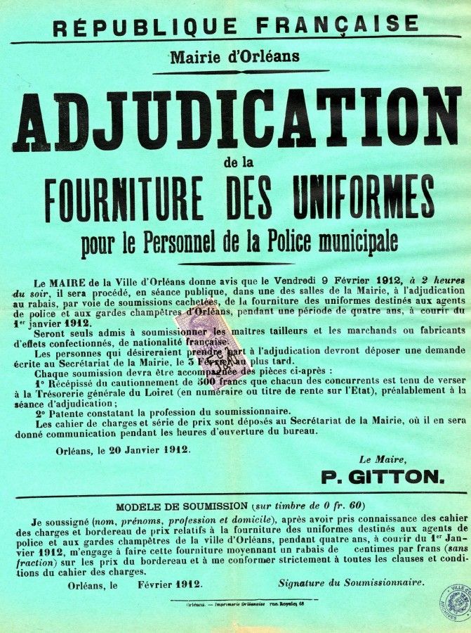 Adjudication de la fourniture des uniformes