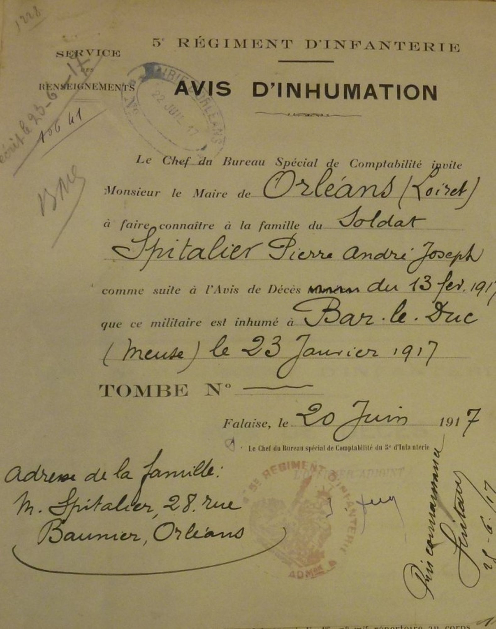 Morts orléanais de la Grande Guerre d'après les avis de décès