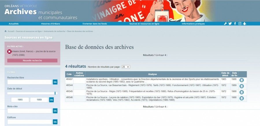 Ecran d'accès à la base de données