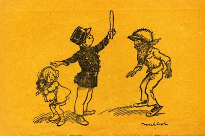 Dessin de Franscisque Poulbot représentant des enfants jouant au gendarme et au voleur (C10337)