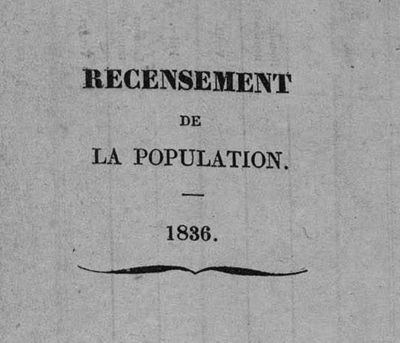 Intitulé du recensement de population de 1836
