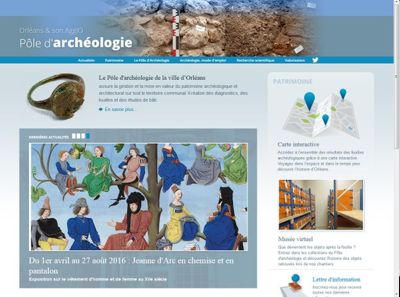 Page d'accueil site Internet du Pôle d'archéologie