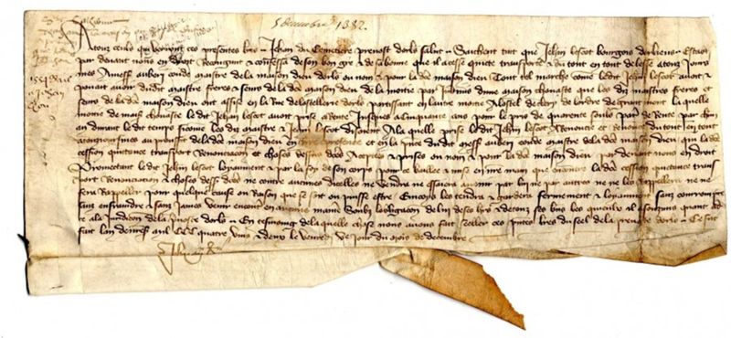 Titre de propriété datant de 1382